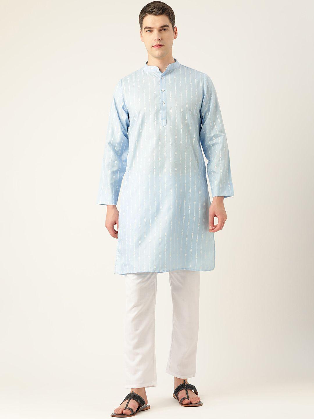 molly & michel men geometric printed cotton kurta