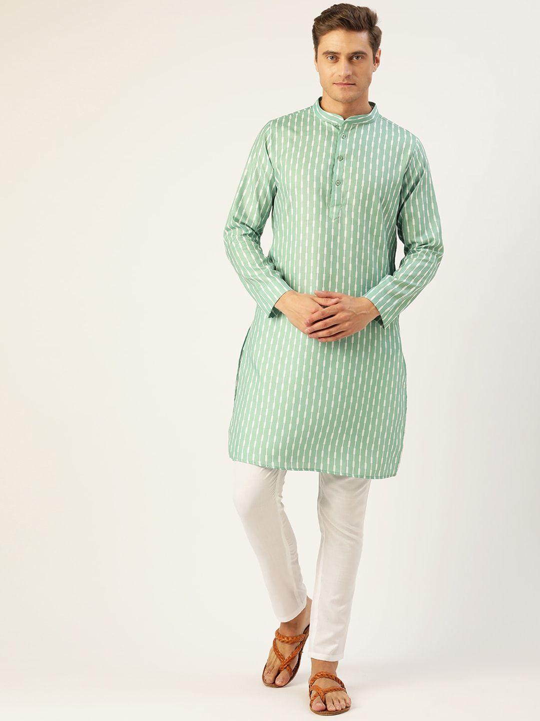 molly & michel men green printed kurta