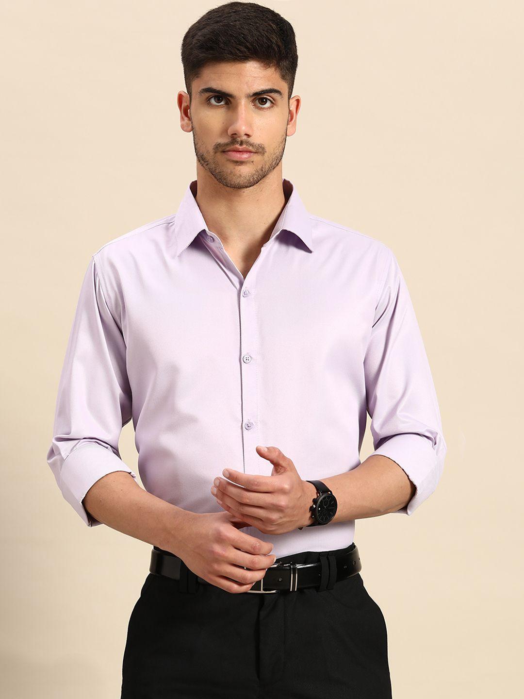 molly & michel men purple slim fit formal cotton shirt