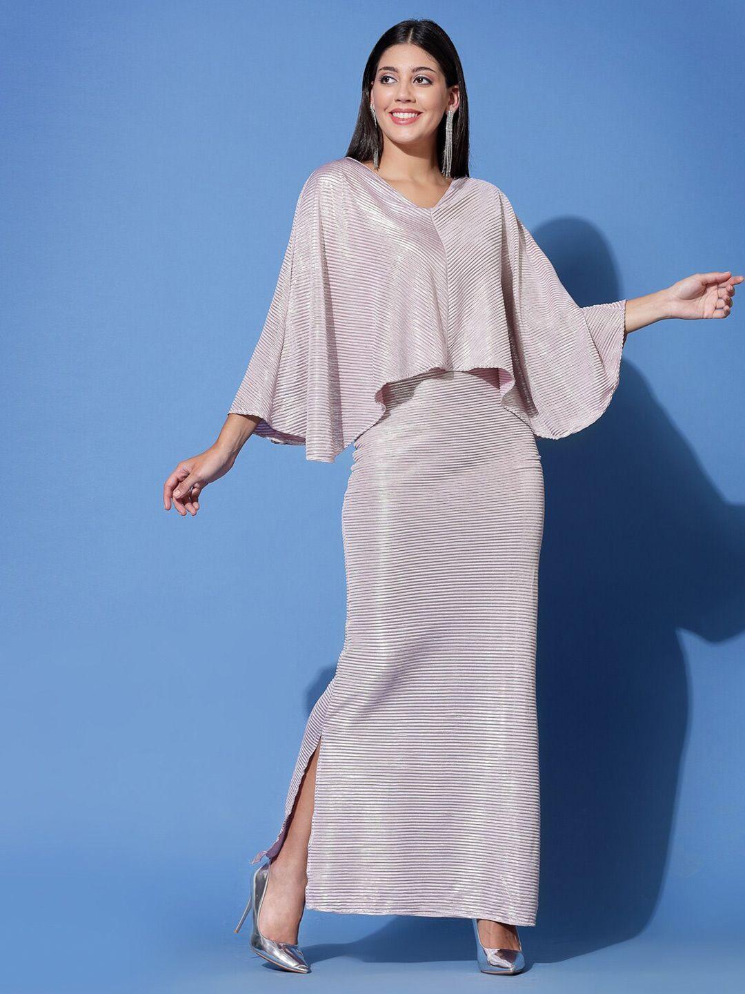 molly & michel self design cape sleeve maxi dress