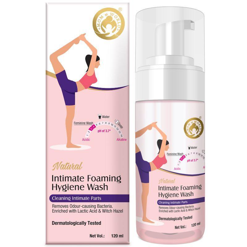 mom & world natural intimate foaming feminine hygiene wash ph 3.7 - dermatologically tested