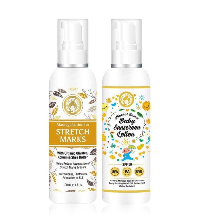 mom & world natural skin care stretch marks lotion & baby sunscreen lotion