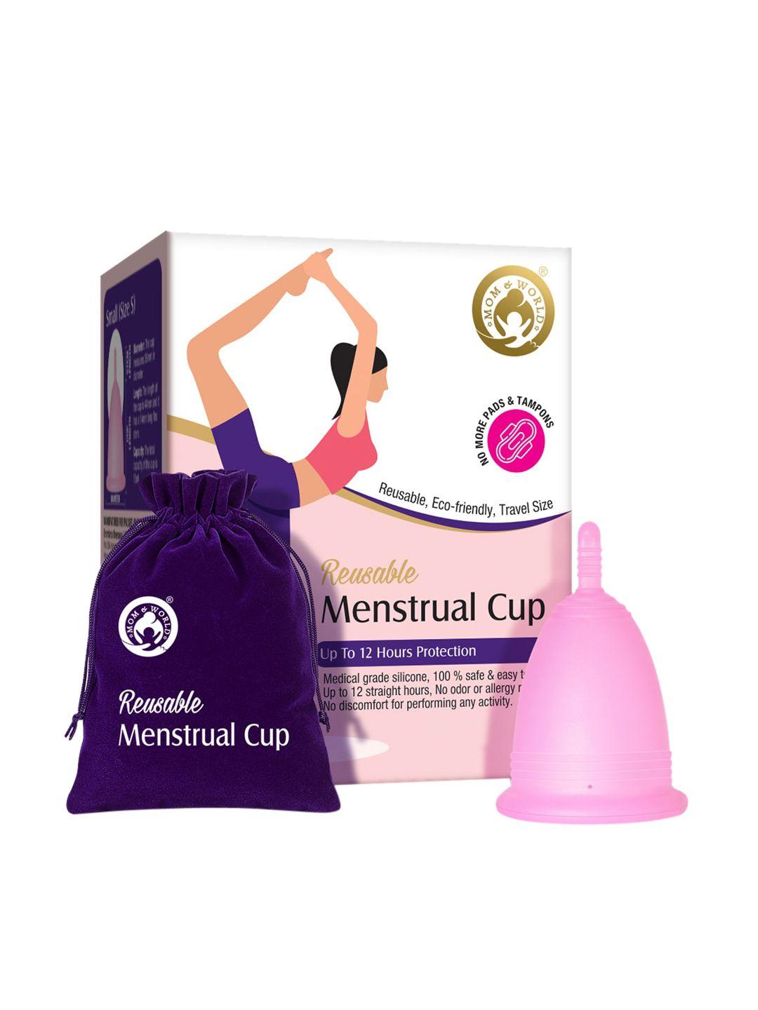 mom & world pink 100% medical grade silicone reusable menstrual cup - large