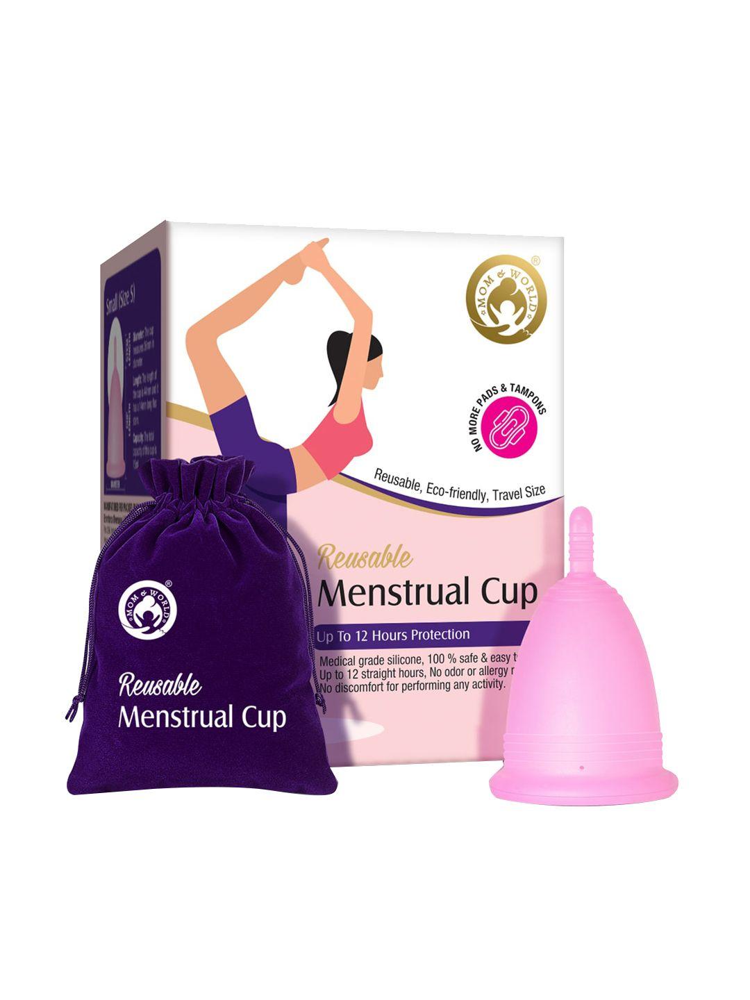 mom & world pink 100% medical grade silicone reusable menstrual cup - medium