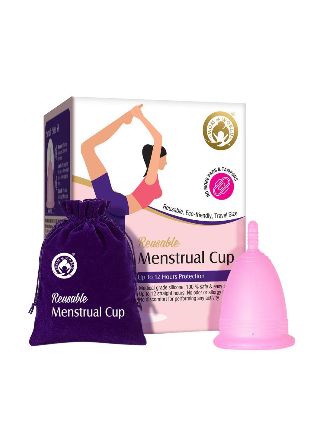 mom & world pink 100% medical grade silicone reusable menstrual cup - small