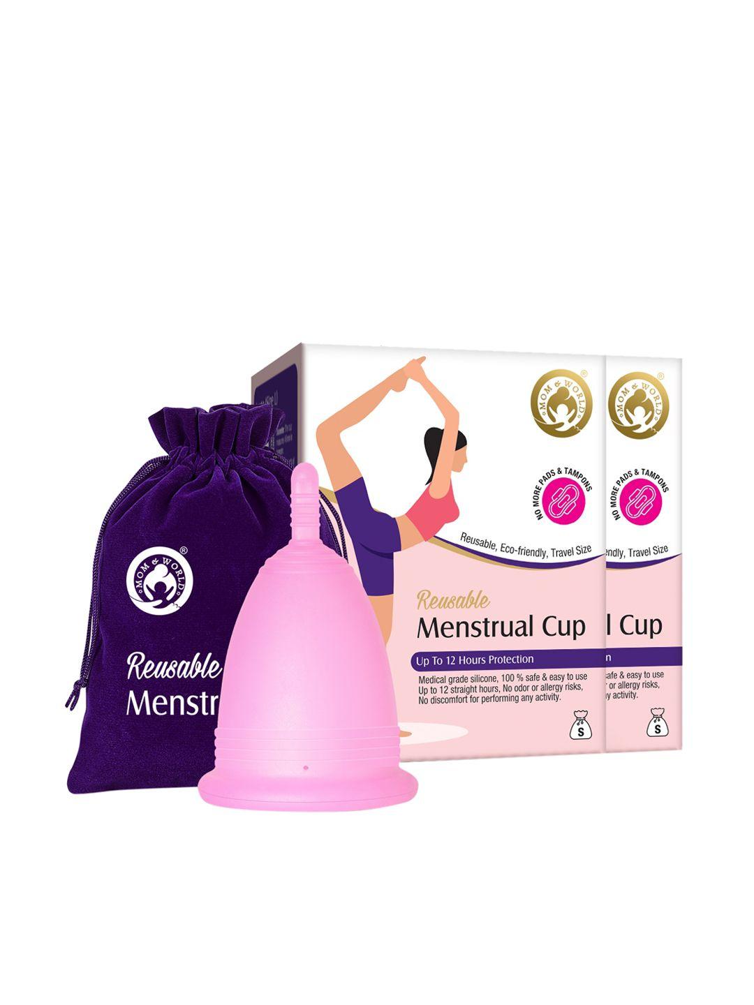 mom & world set of 2 small reusable menstrual cup - pink