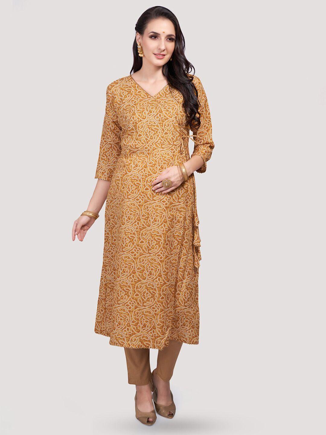 mom for sure by ketki dalal bandhani printed v-neck anarkali cotton maternity kurta