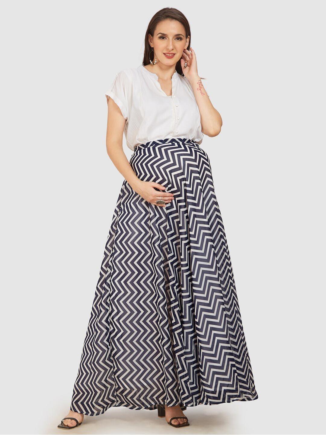 mom for sure by ketki dalal chevron printed georgette maternity maxi dress