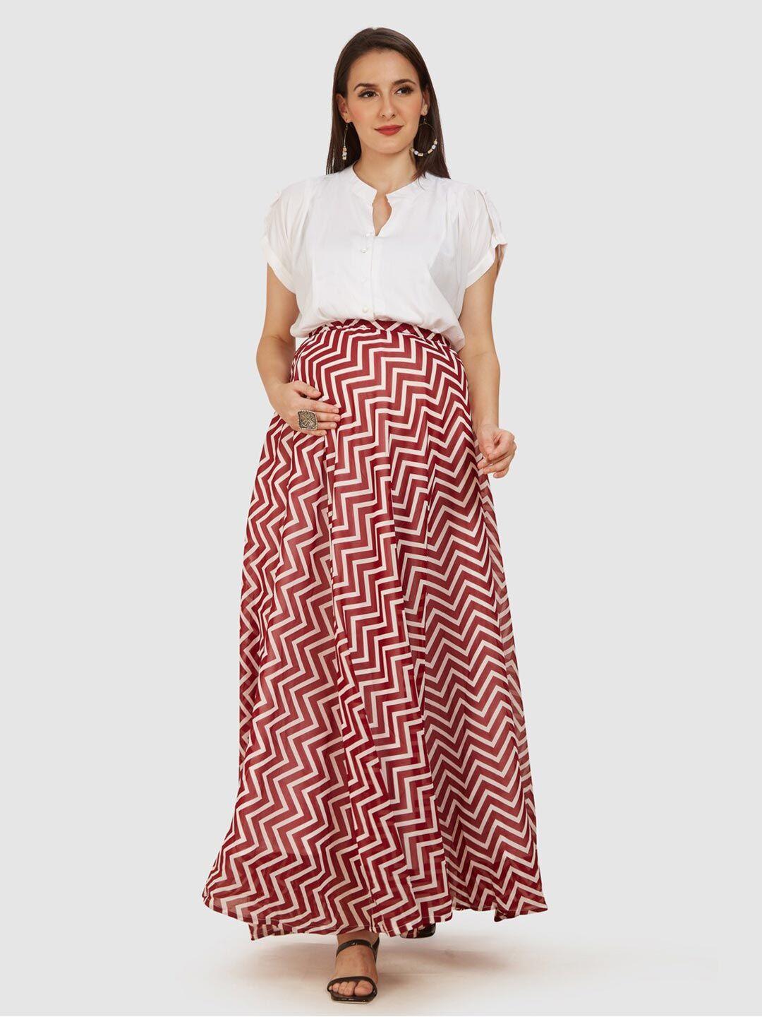 mom for sure by ketki dalal chevron printed maternity pleated maxi dress