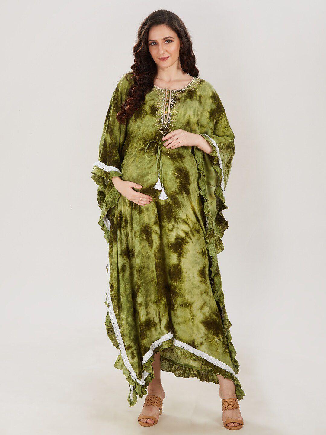 mom for sure by ketki dalal green maternity kaftan dress
