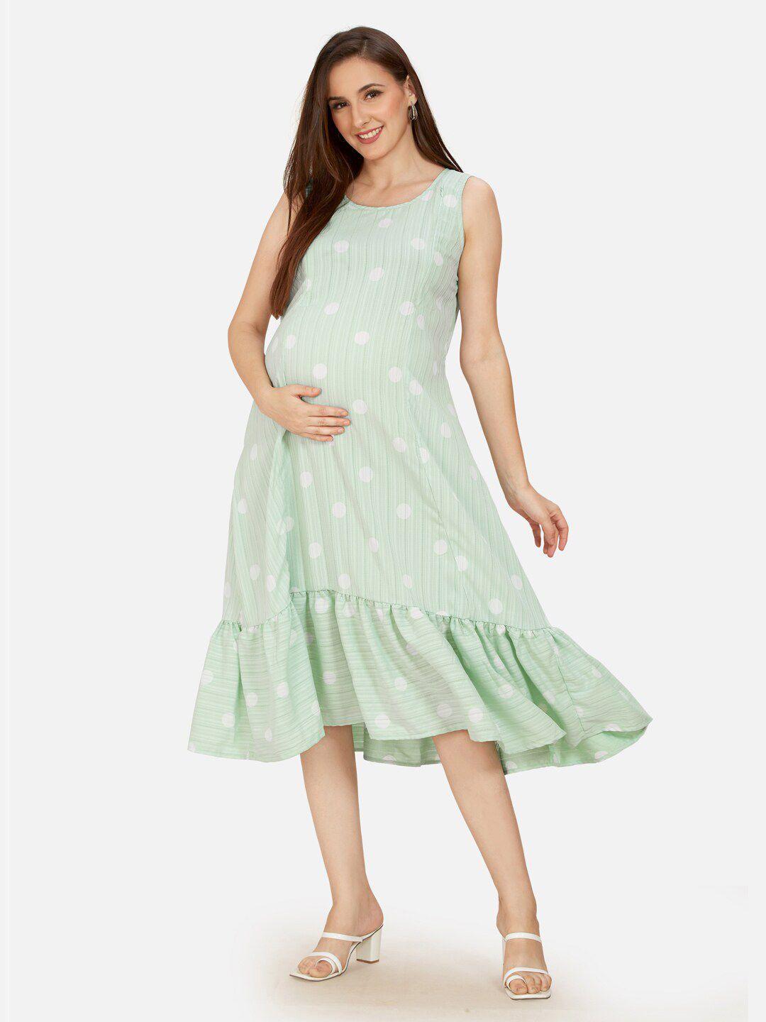 mom for sure by ketki dalal maternity polka dot a-line midi dress
