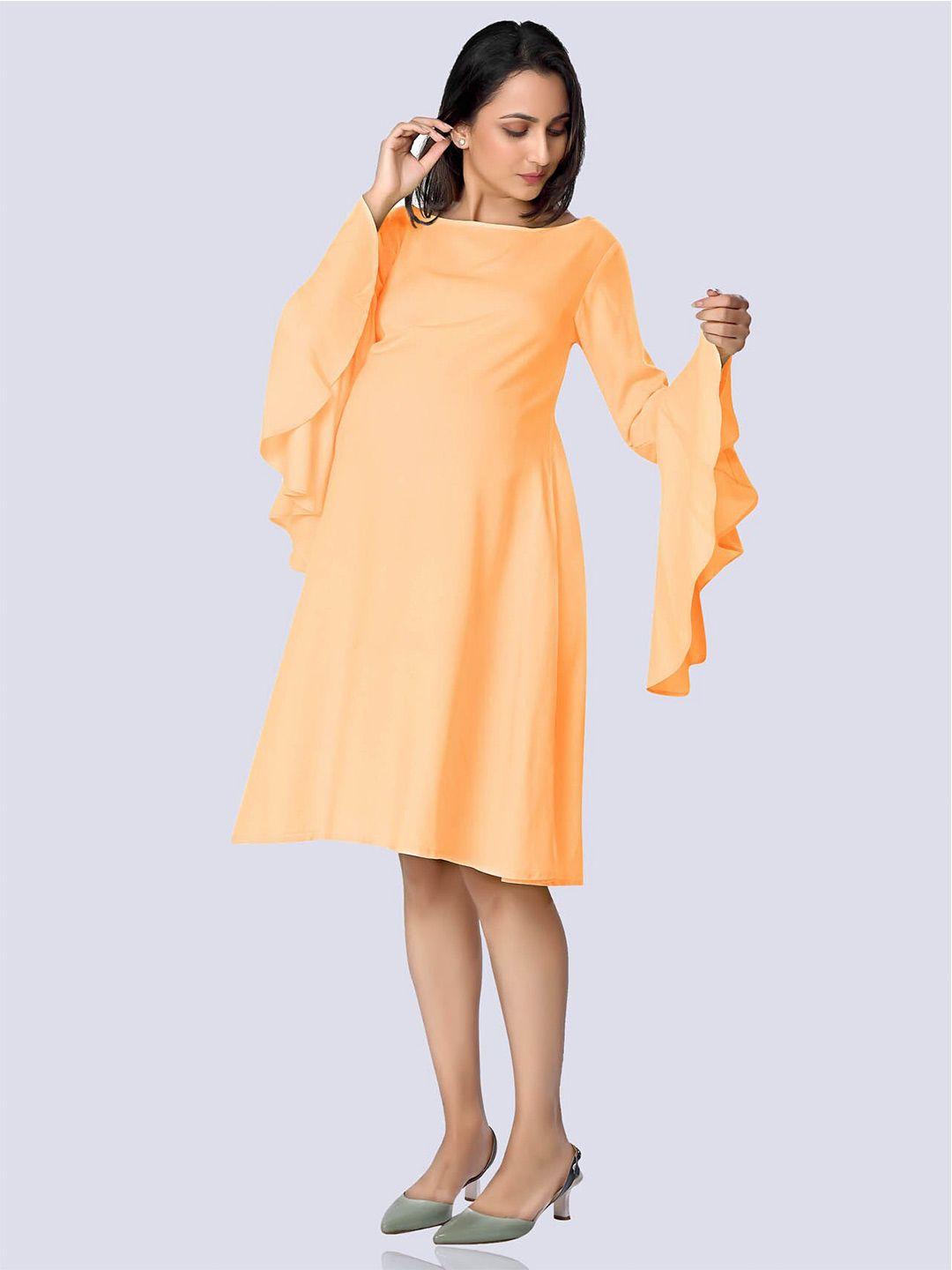 mom for sure by ketki dalal peach-coloured maternity dress
