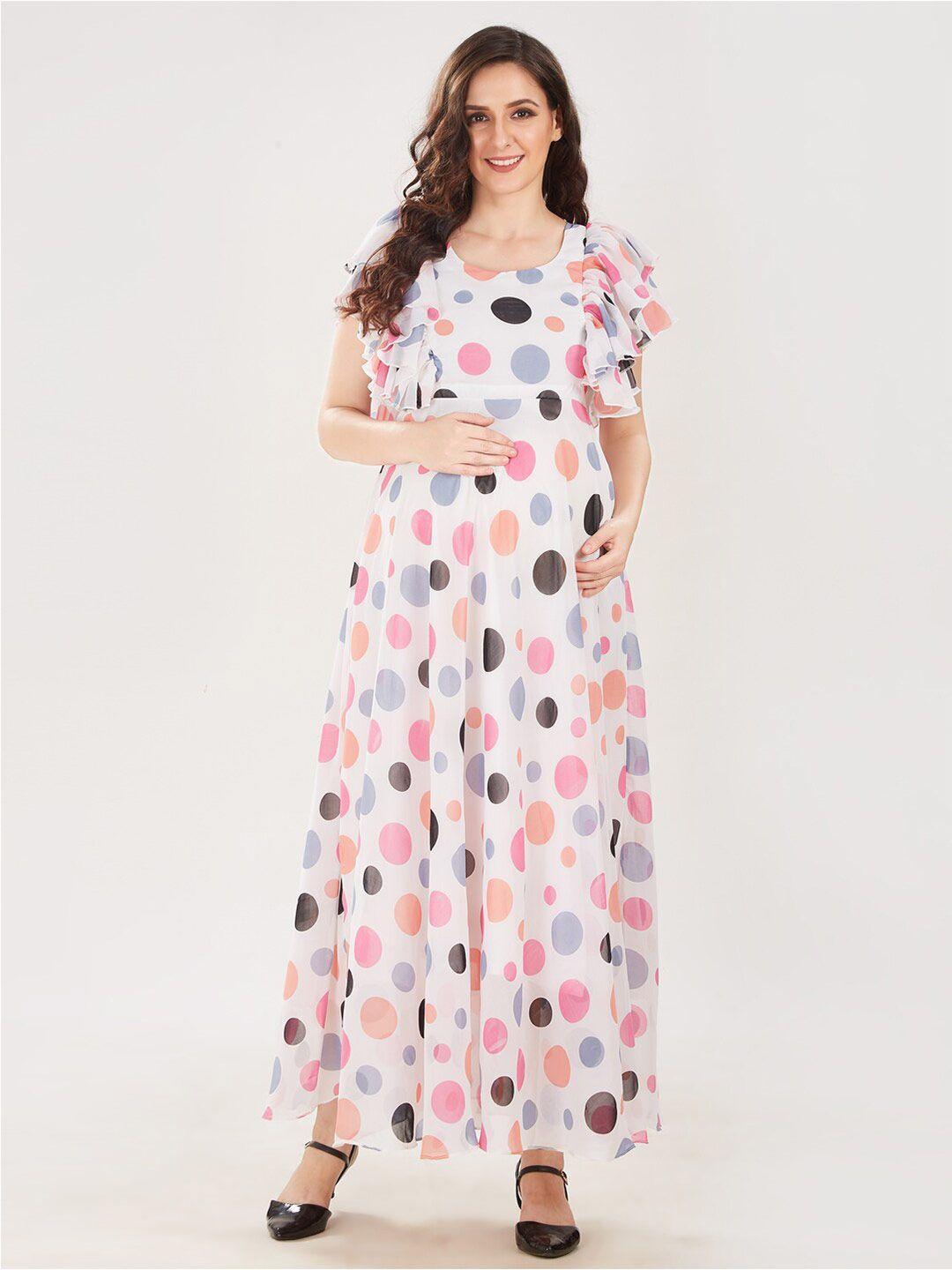 mom for sure by ketki dalal white georgette maternity maxi dress