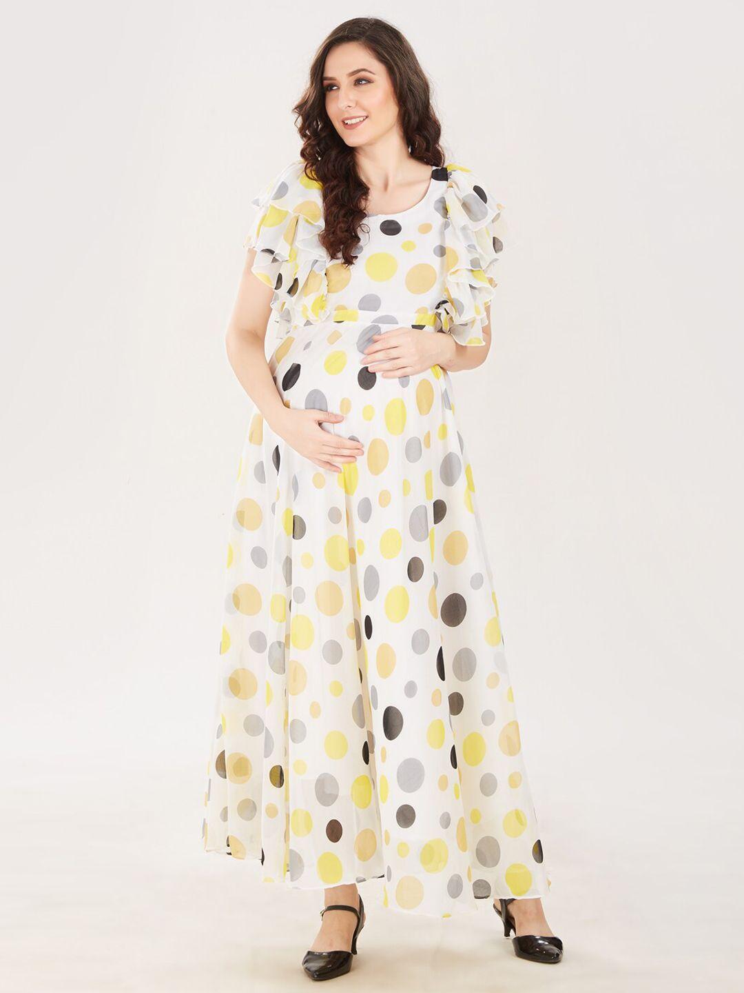 mom for sure by ketki dalal white georgette maternity maxi dress