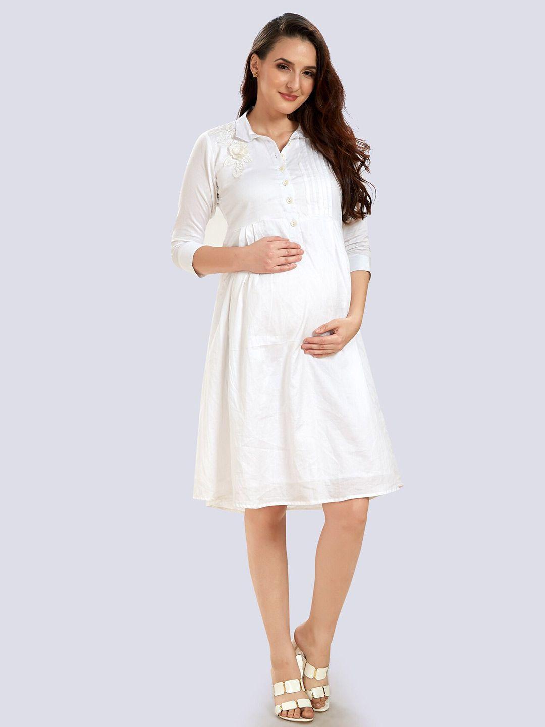 mom for sure by ketki dalal white maternity shirt dress