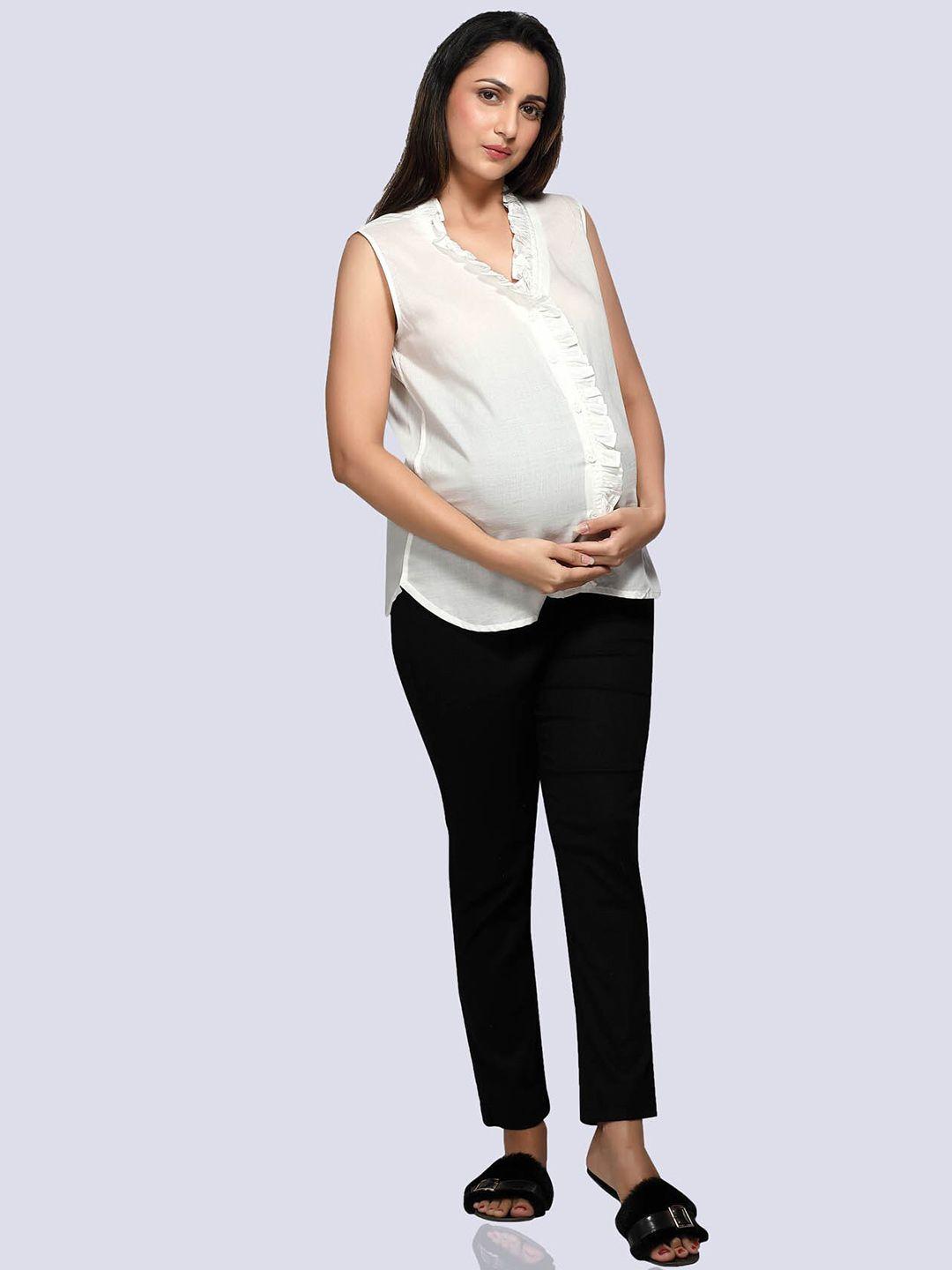 mom for sure by ketki dalal women white relaxed maternity shirt