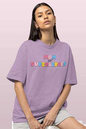 mom of superheroes round neck womens oversized t-shirt - lavender