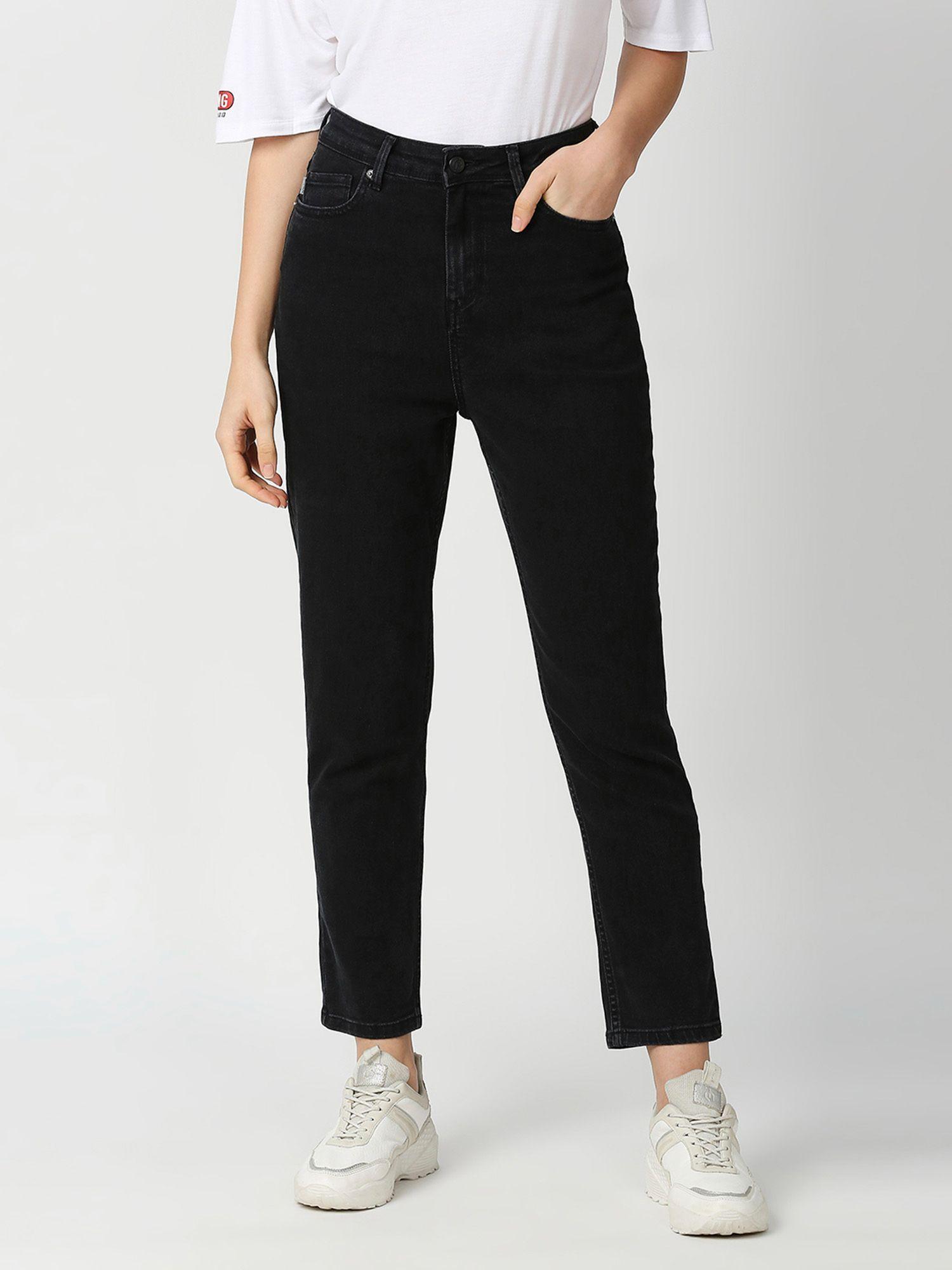 mom relaxed fit high waist tapered leg jeans