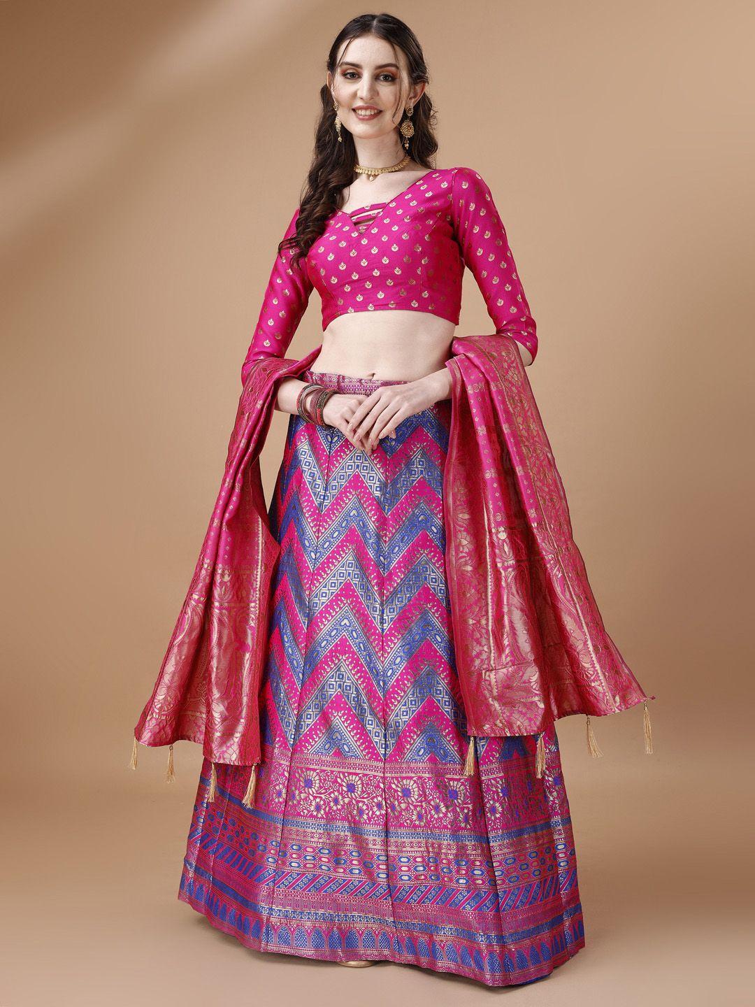 momina fashion banarasi silk ready to wear lehenga & unstitched blouse with dupatta