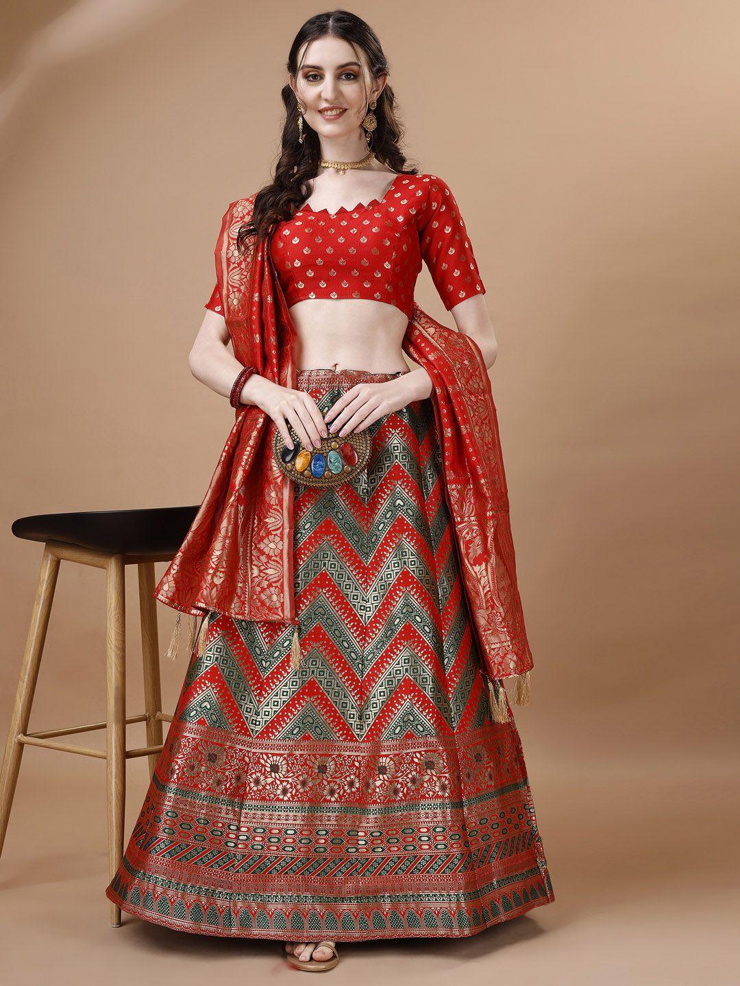 momina fashion ethnic motifs woven design zari banarasi silk ready to wear lehenga choli