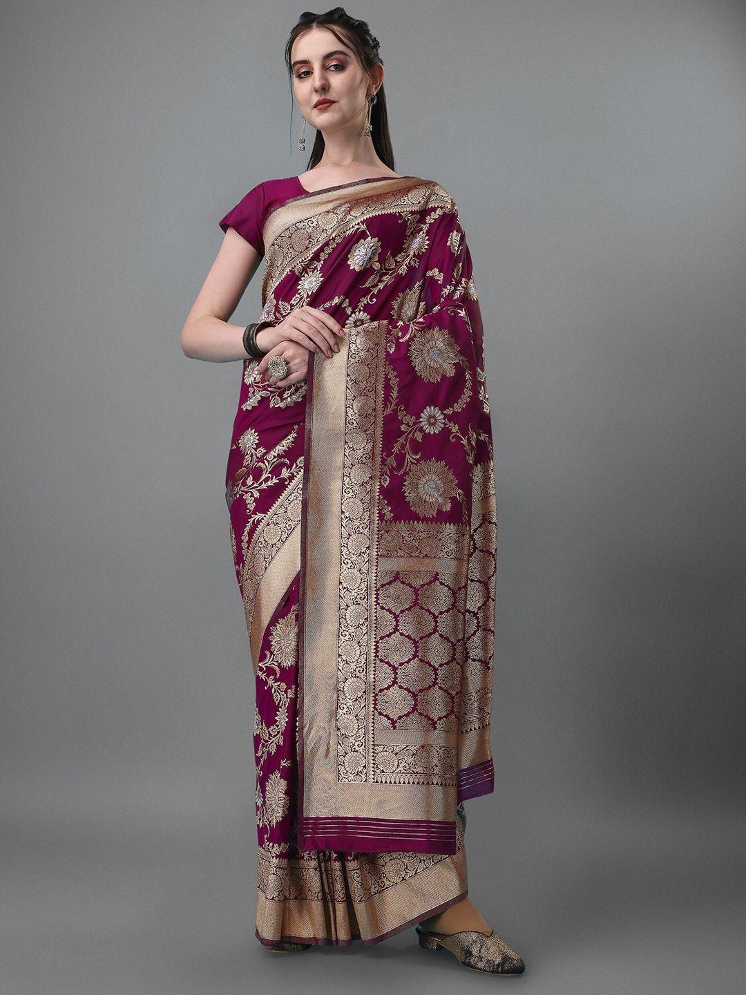 momina fashion woven design floral printed zari saree