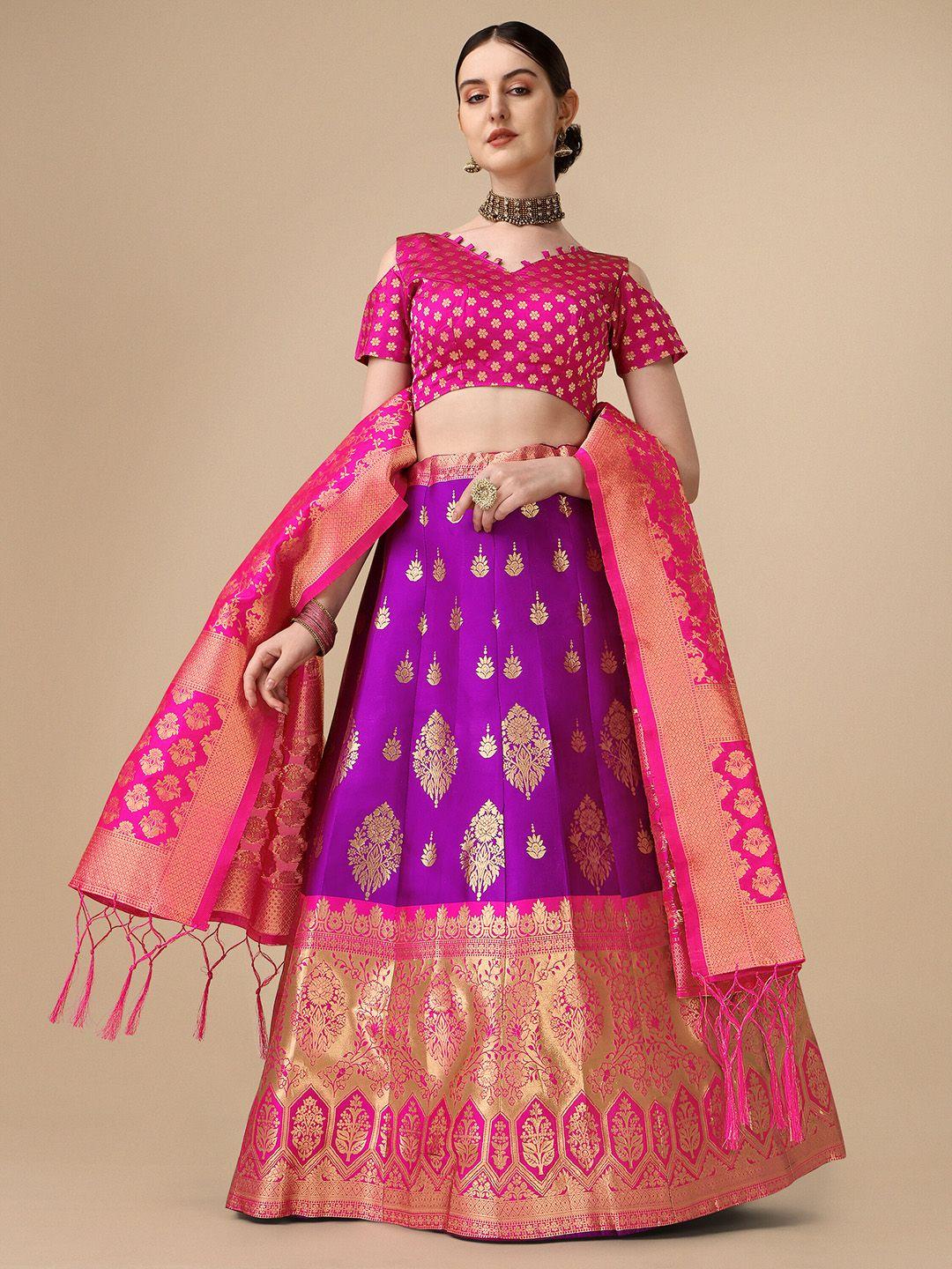 momina fashion woven design ready to wear lehenga & unstitched blouse with dupatta