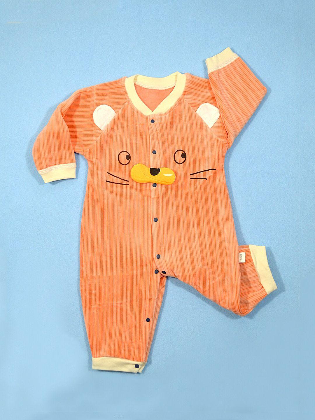 moms home infant orange-colored printed organic cotton rompers
