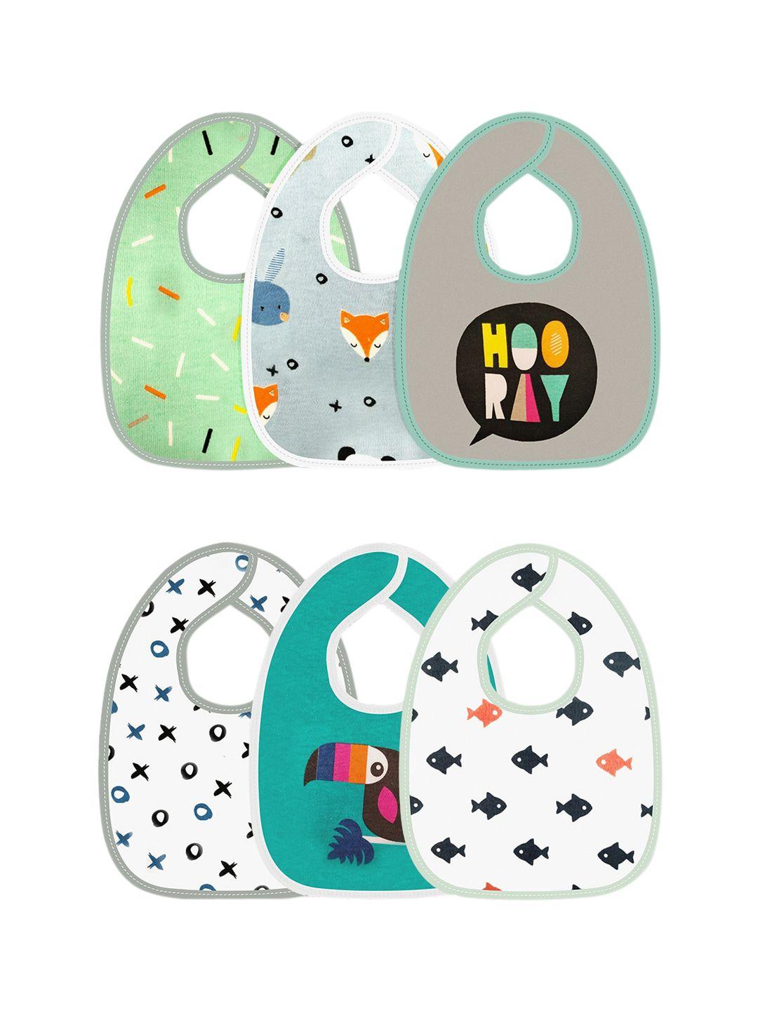 moms home infant pack of 6 printed pure cotton bibs