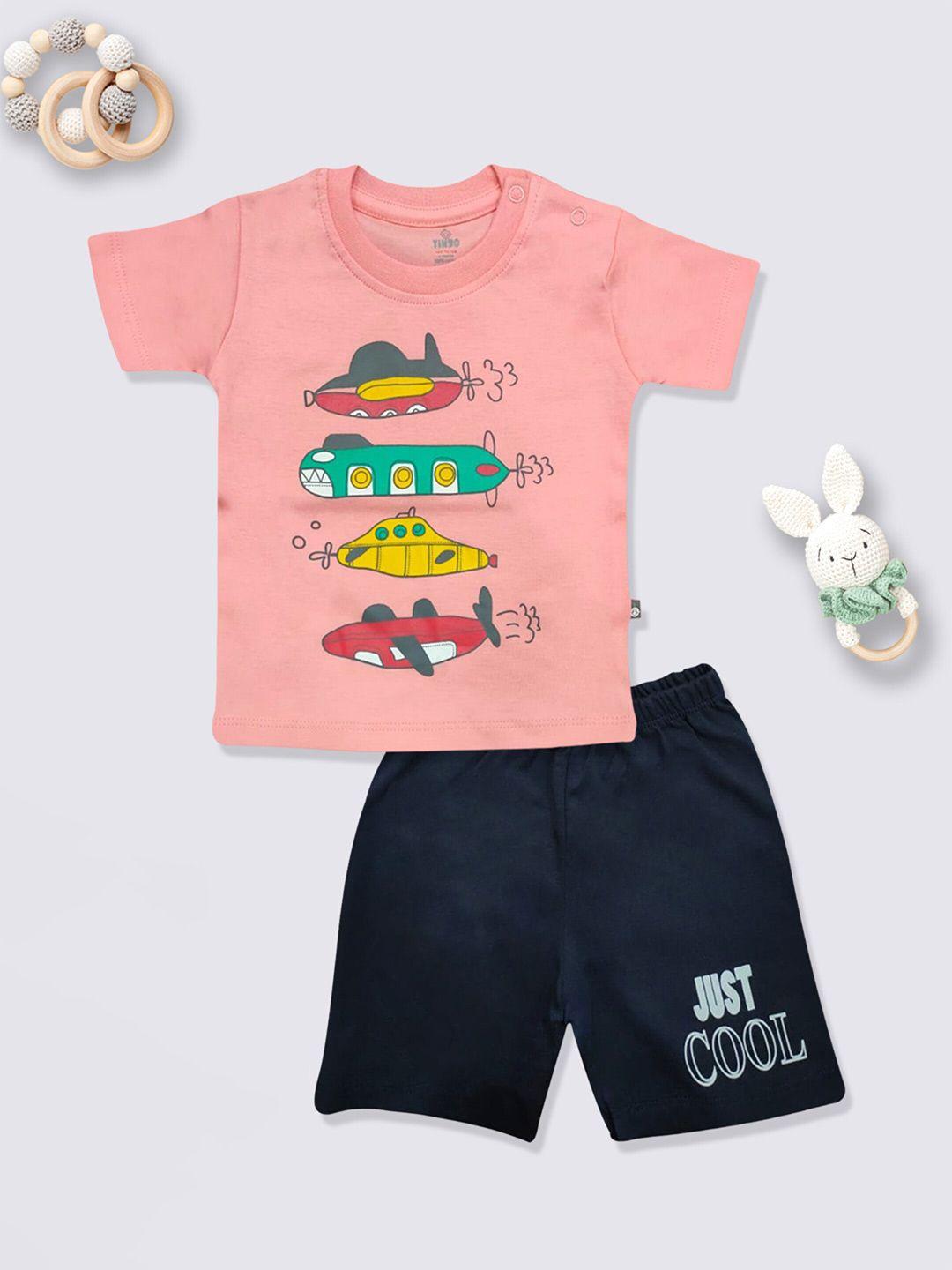 moms love boys printed pure cotton t-shirt with shorts