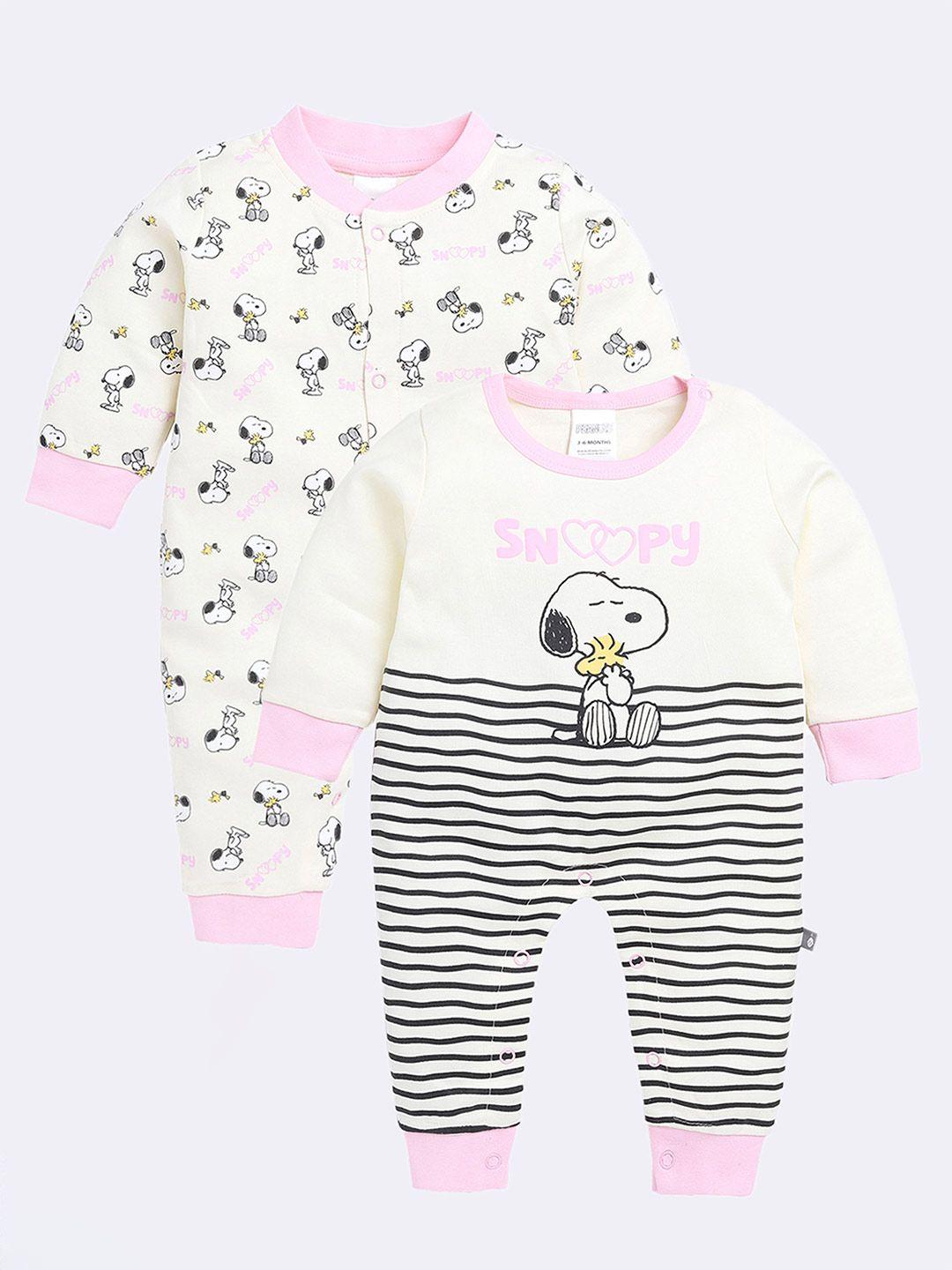 moms love girls pack of 2 graphic printed cotton rompers