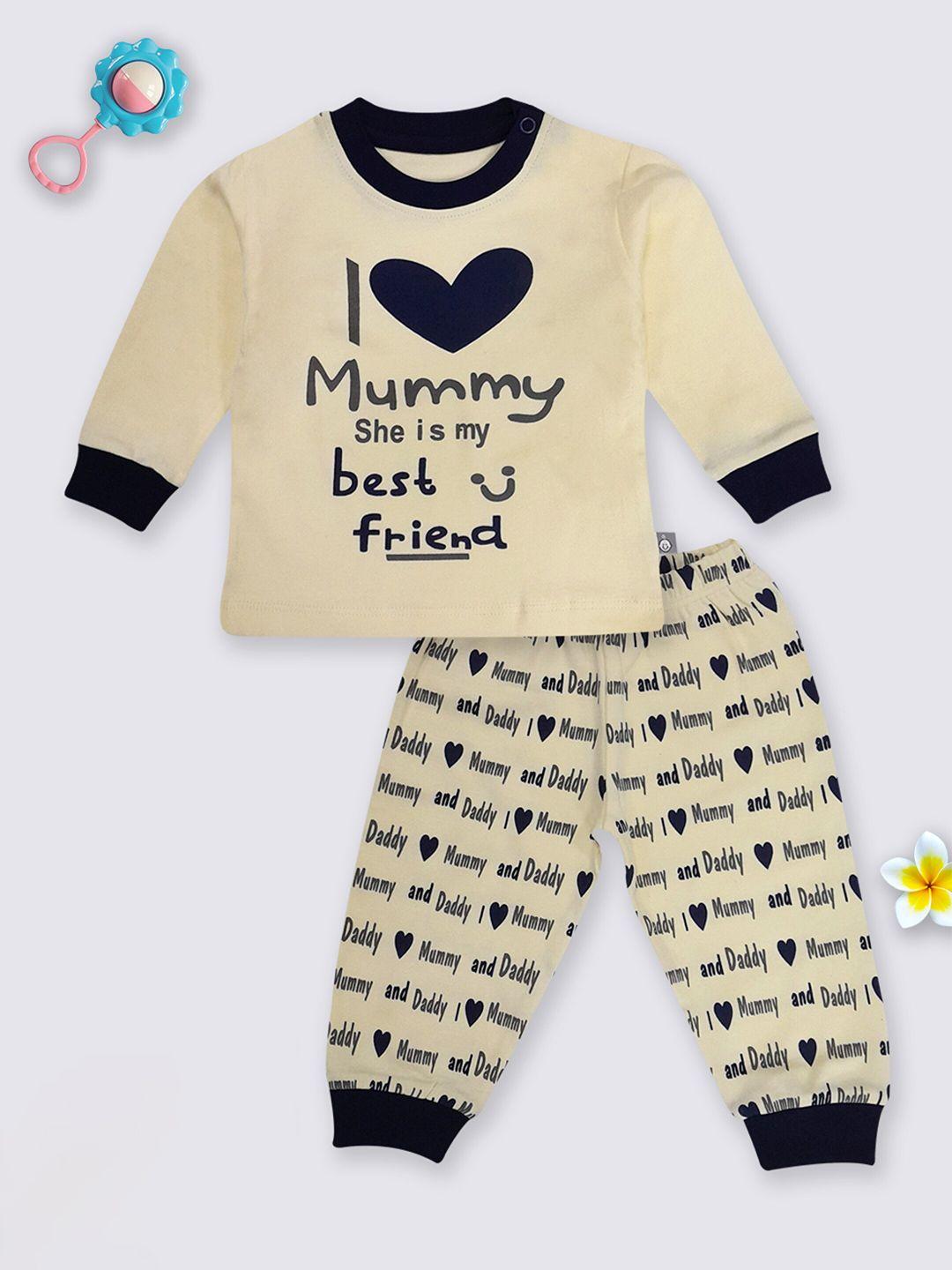 moms love infant boys printed pure cotton t-shirt with pyjamas