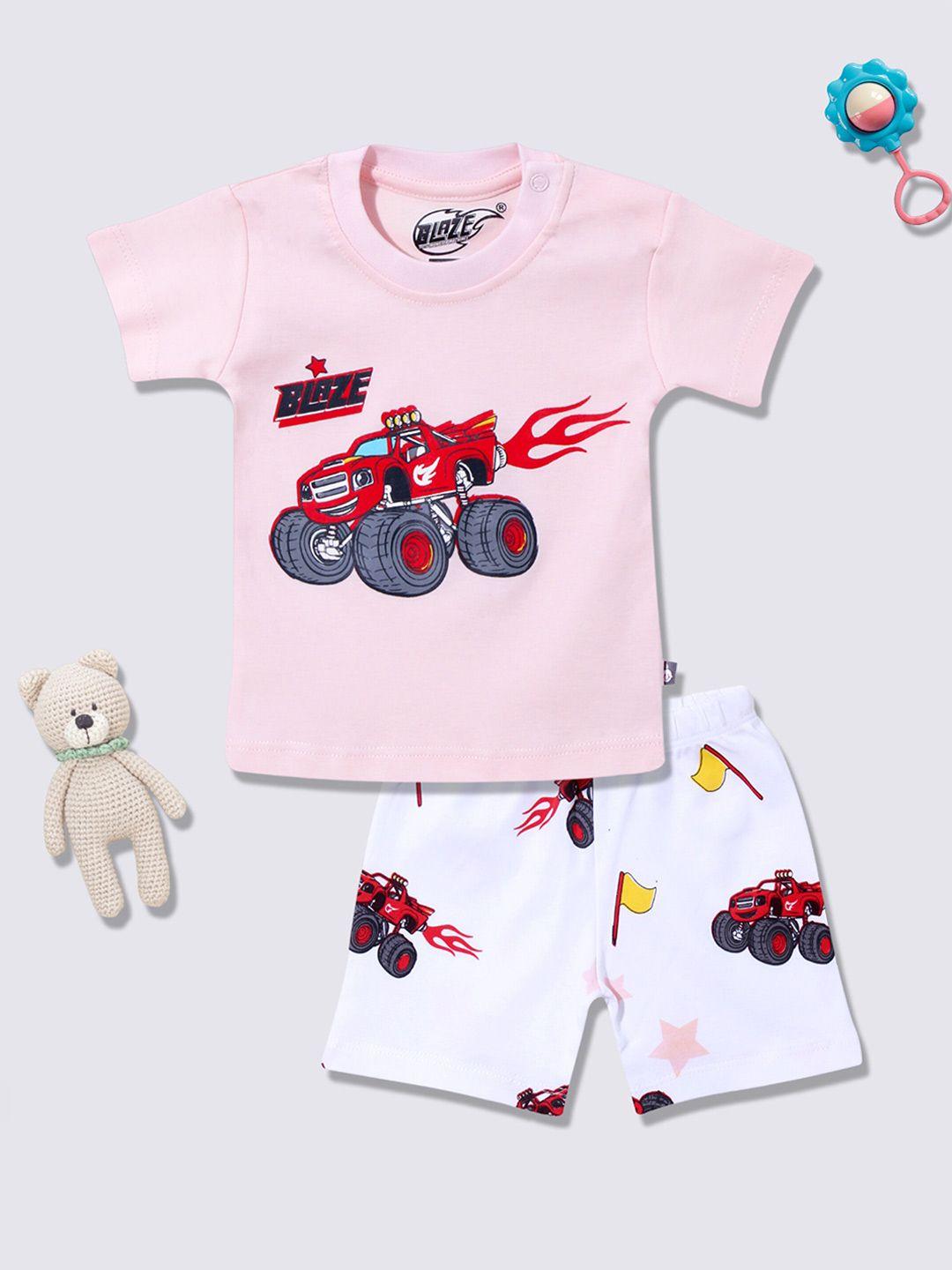 moms love infant boys printed pure cotton t-shirt with shorts