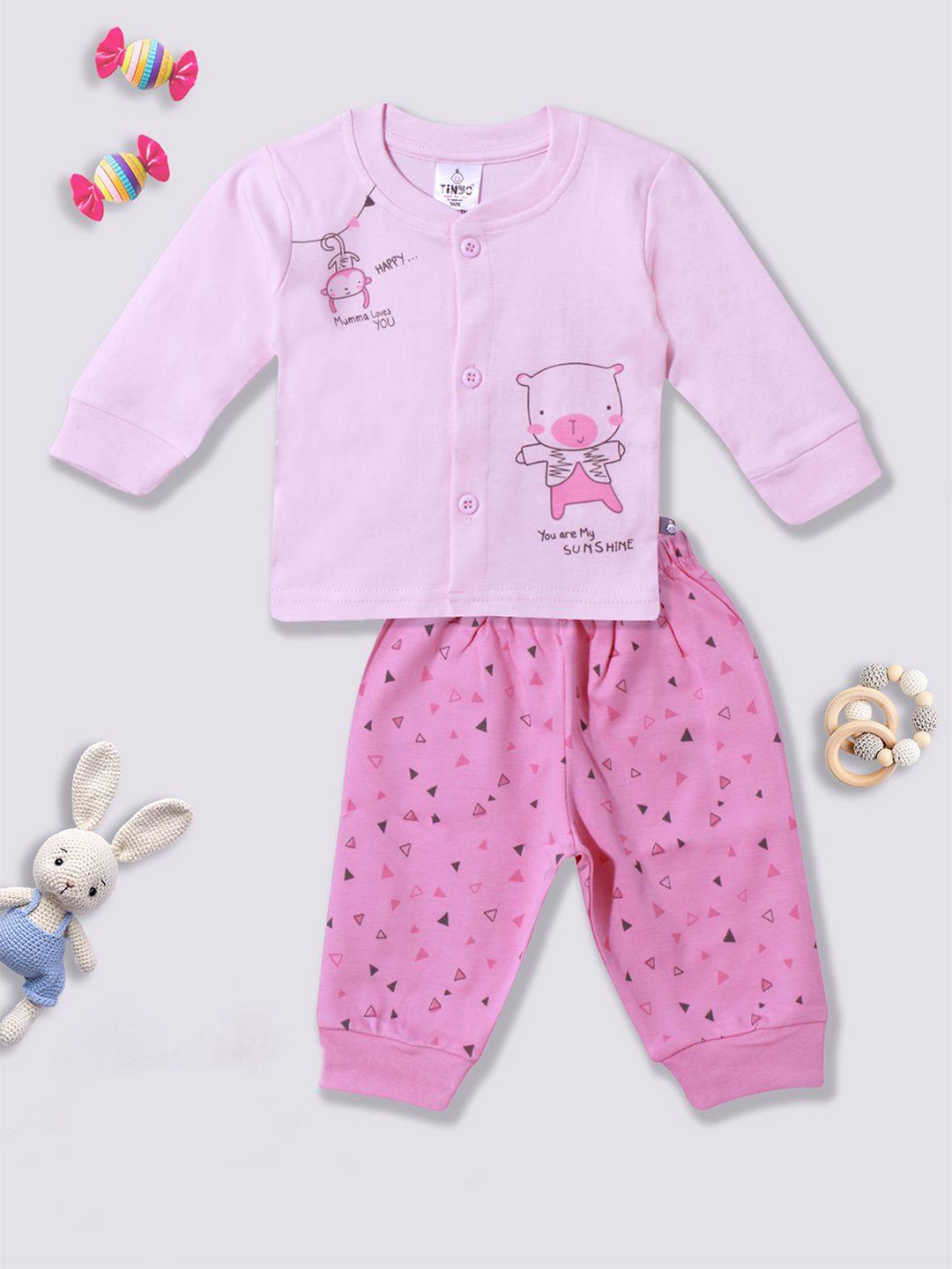 moms love infants printed pure cotton top with pyjamas