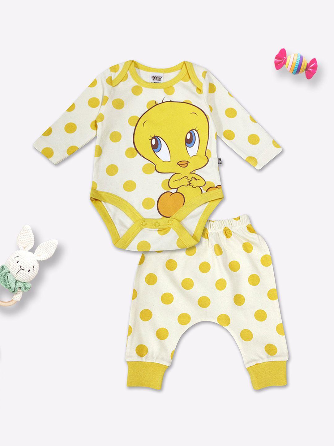 moms love infants tweety printed pure cotton bodysuit with trousers