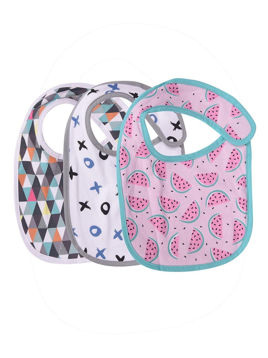 moms home infant kids pack of 3 printed pure organic cotton bibs