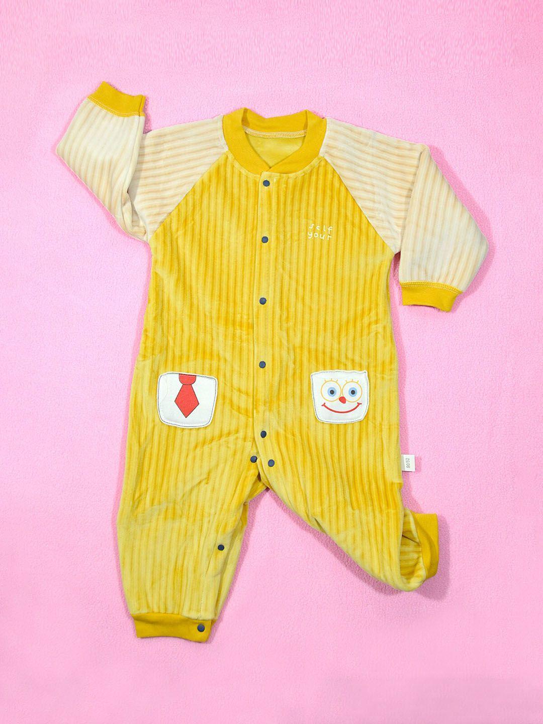 moms home infant yellow printed pure cotton rompers