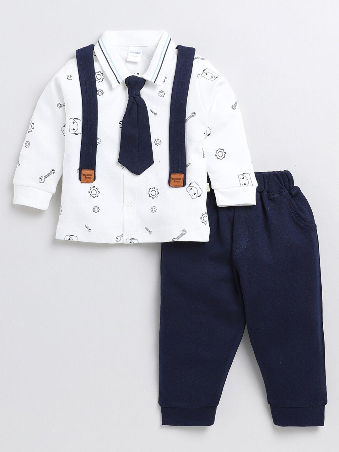 moms love infant boys conversational printed shirt & trousers