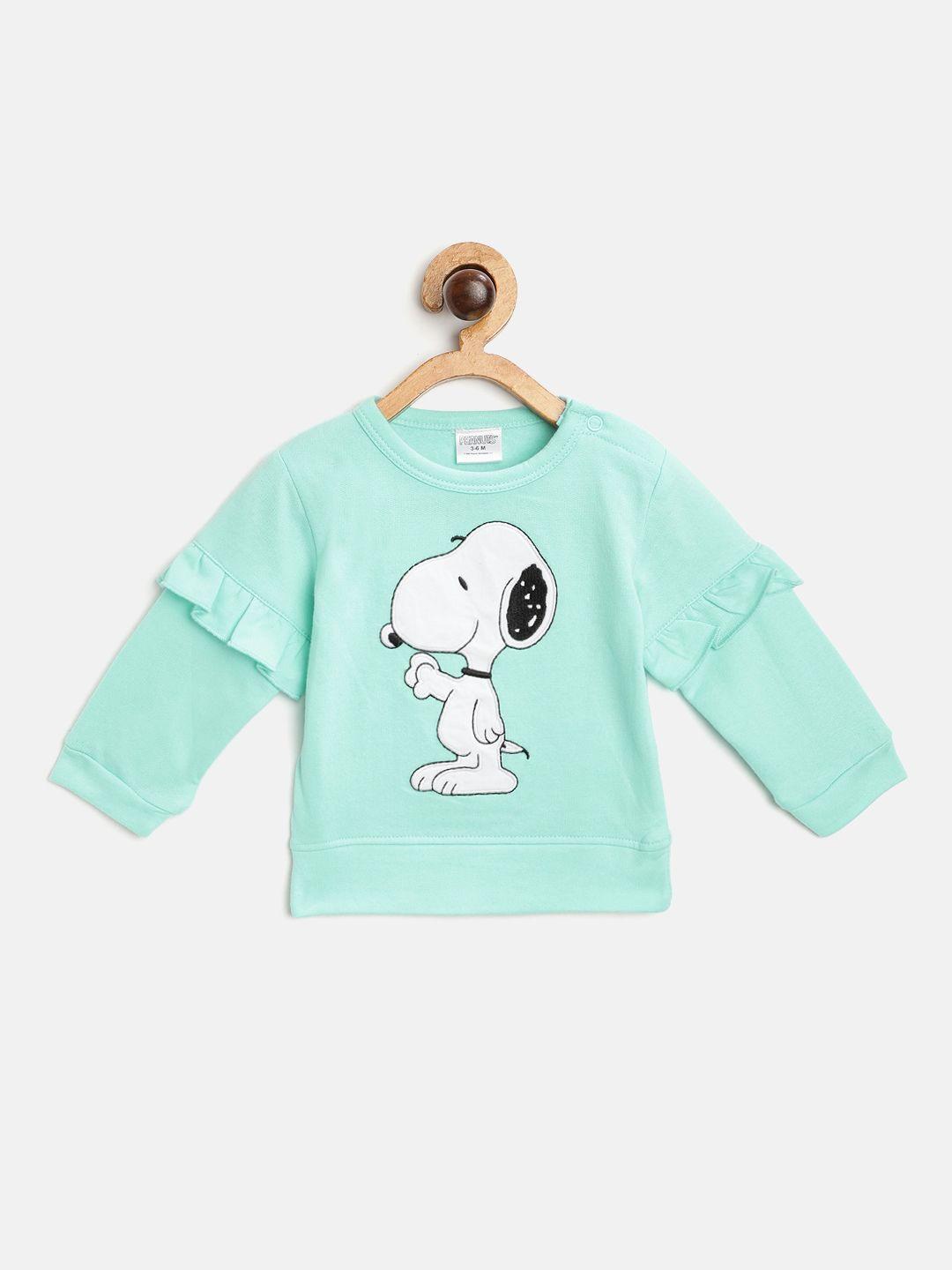 moms love infant boys sea green cotton snoopy applique sweatshirt