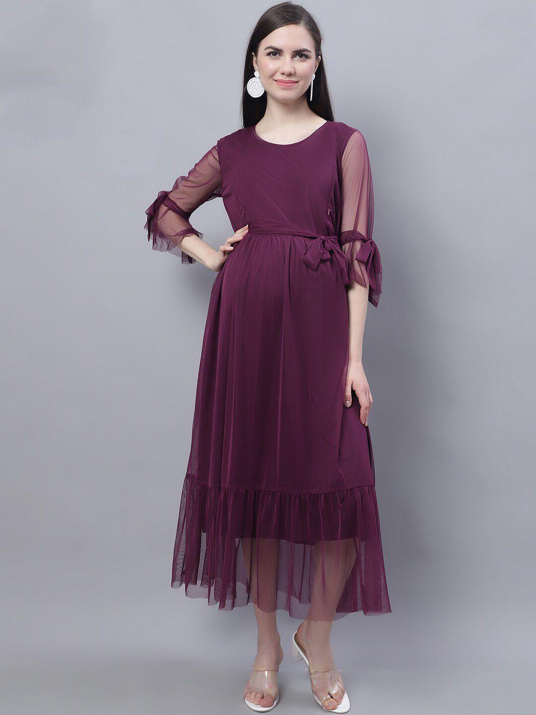 moms maternity feeding bell sleeves maternity fit & flare midi dress