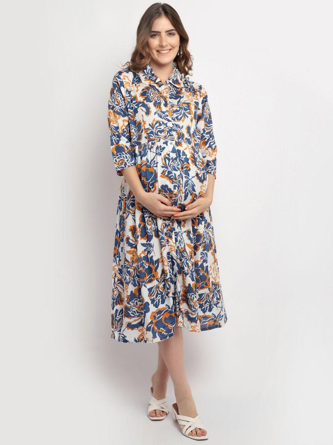 moms maternity floral print maternity shirt midi dress