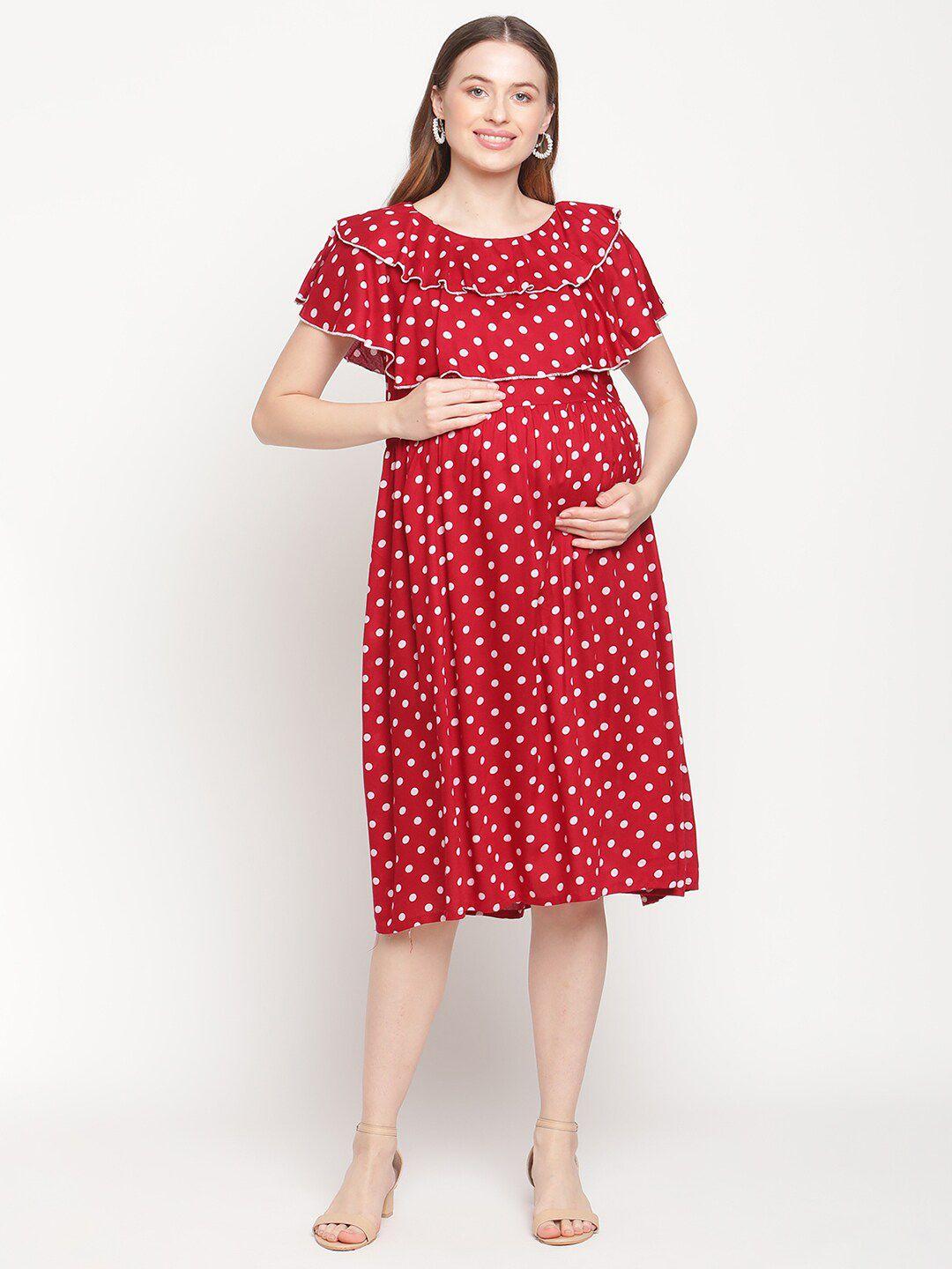 moms maternity red & white maternity dress