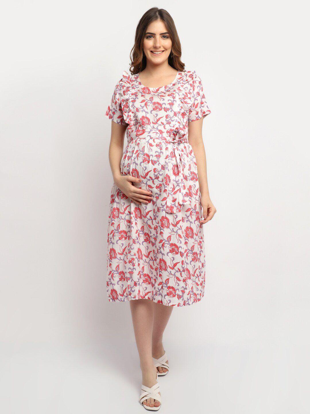 moms maternity red floral maternity midi dress