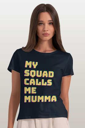 moms squad round neck womens t-shirt - navy
