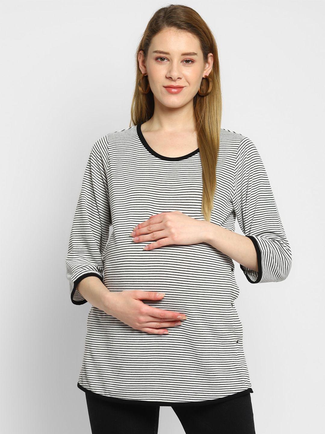 momsoon maternity white striped top