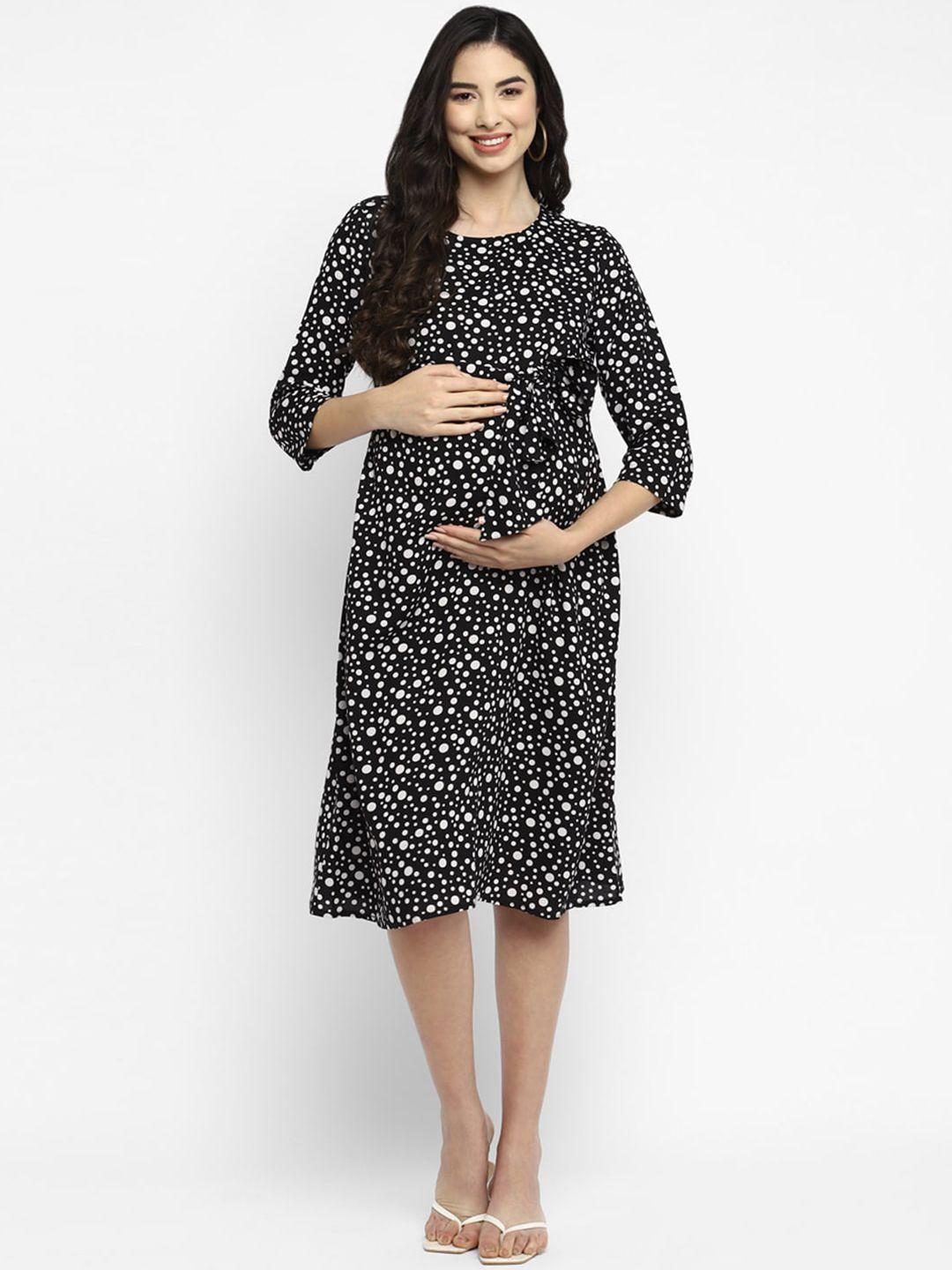 momsoon maternity black & white polka dot maternity dress