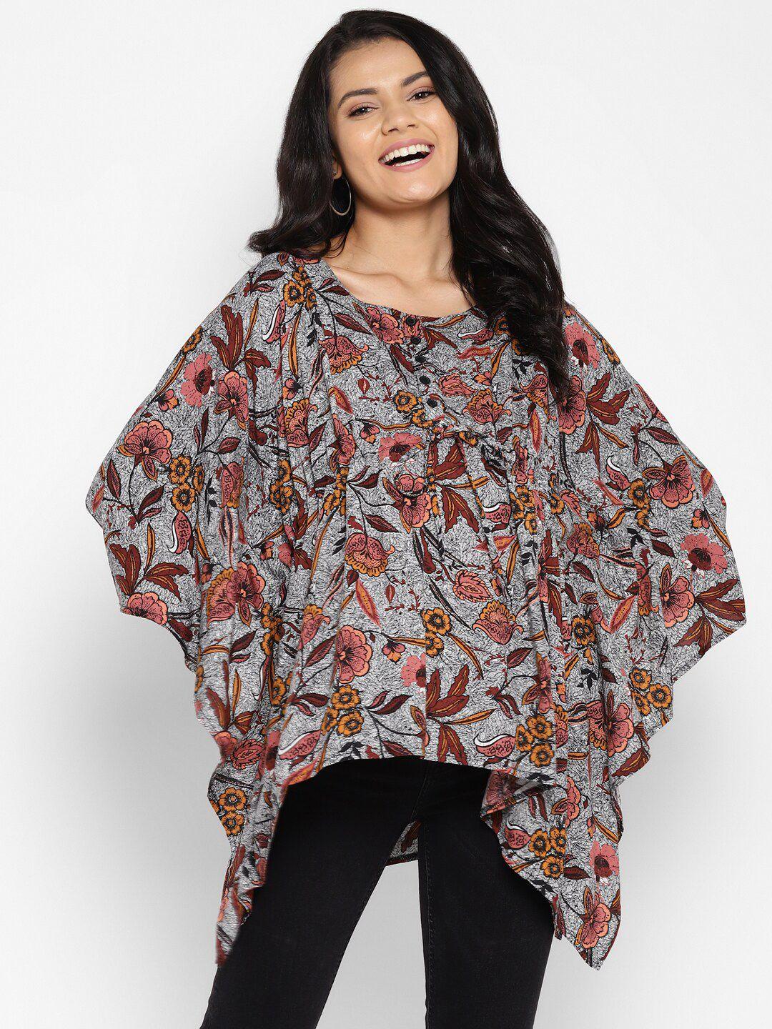 momsoon maternity grey & brown floral kaftan top