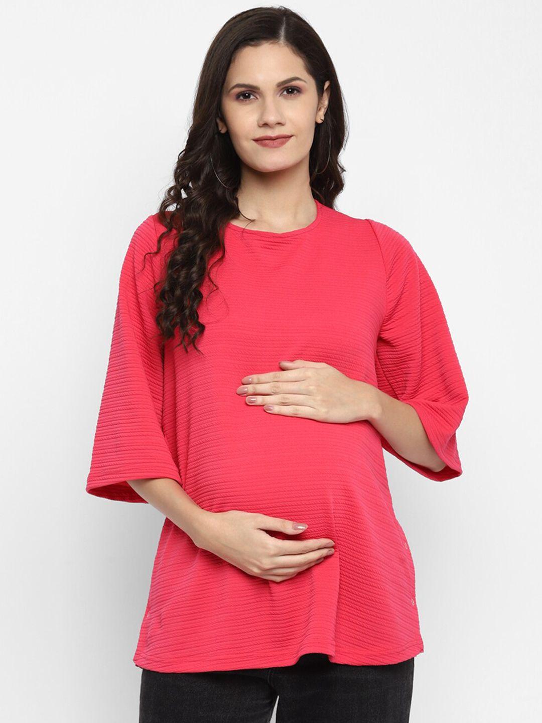 momsoon maternity pink styled back top