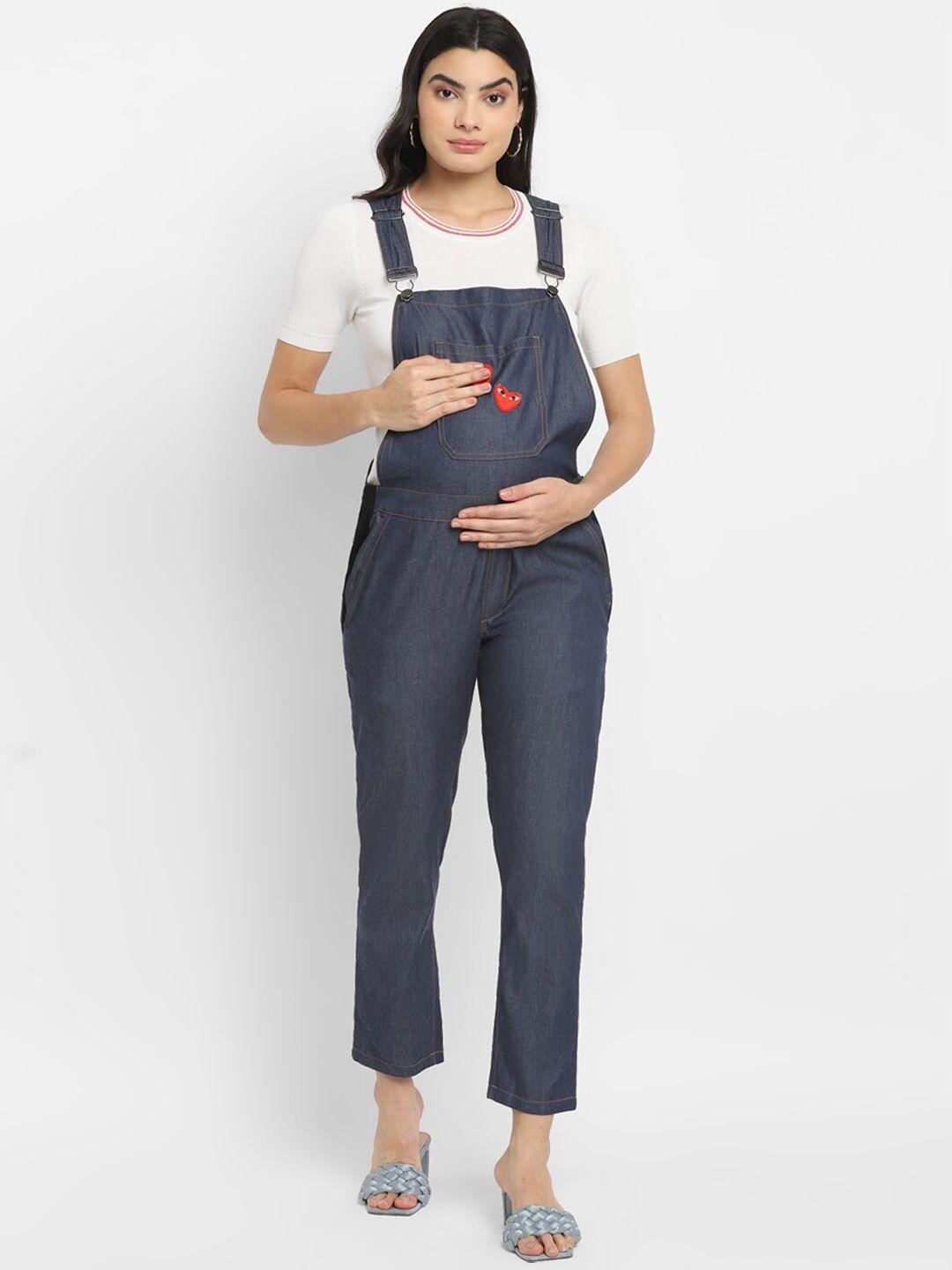 momsoon maternity pure cotton straight leg maternity dungarees with tshirt