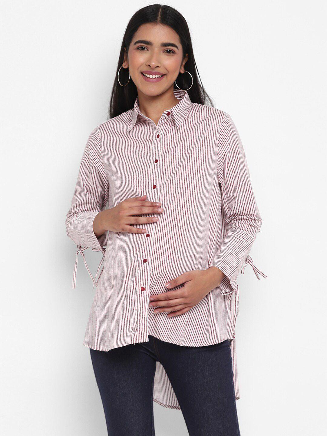momsoon maternity vertical striped longline cotton shirt
