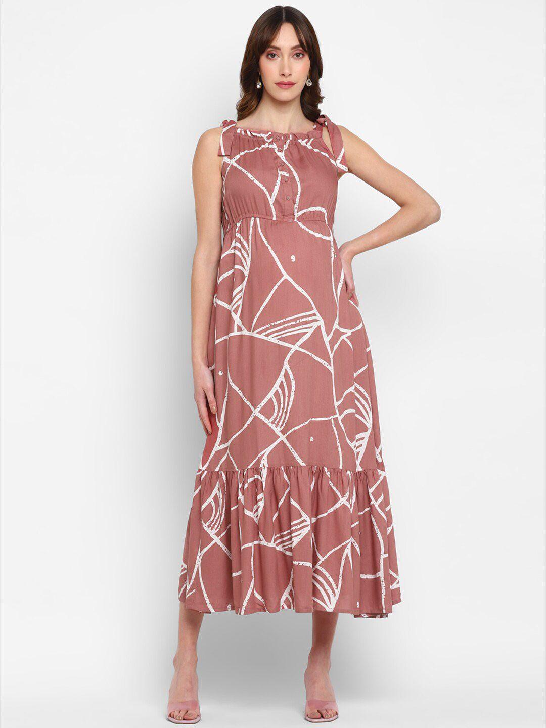 momsoon maternity women geometric printed a-line midi dress